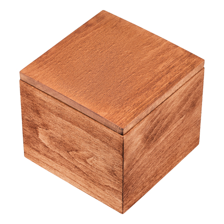 Gift wooden box isolated on white backgroundの写真素材
