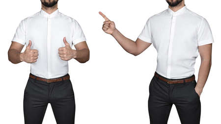 Man in shirt, isolated on white backgroundの写真素材