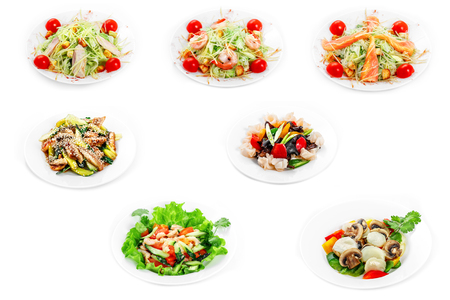 collage of various food products on  white background.の写真素材