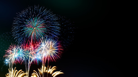 Abstract colored firework background with free copy space for text. Colorful celebration and...