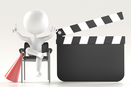 Illustration of film director and clapperboardの写真素材