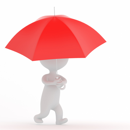 red umbrella and a personの写真素材