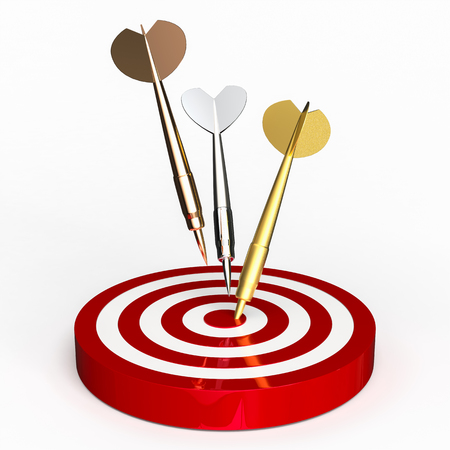 Concept showing competition and success by three arrows toward target
