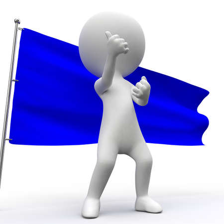 3d rendering of a person with a flag of blueの写真素材