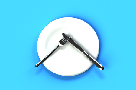 plate with fork and nice on the tableの写真素材
