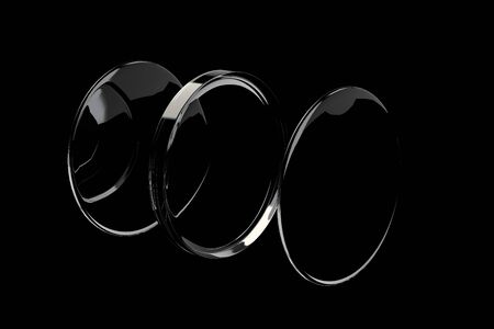 3d rendering of lens on black backgroundの写真素材