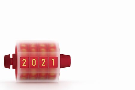 Illustration of a counter showing 2021 by 3D renderingの写真素材