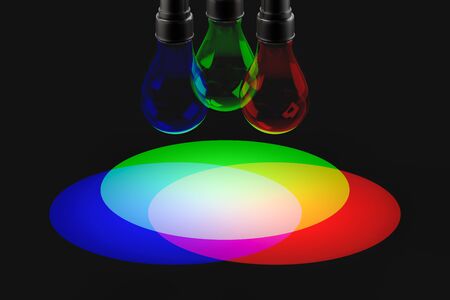3D illustration of the image of the three primary colors of lightの写真素材