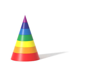 3D illustration of a cone divided into sevenの写真素材