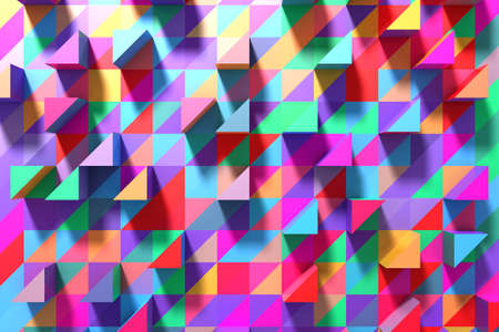 3D illustration of colorful triangular polygons for background