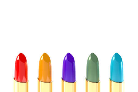 3D illustration of colorful lipstickの写真素材