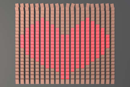 A 3D illustration of the shape of a heart that appeared after defeating a domino