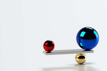 Balance: 3D illustration of three balancing spheresの写真素材