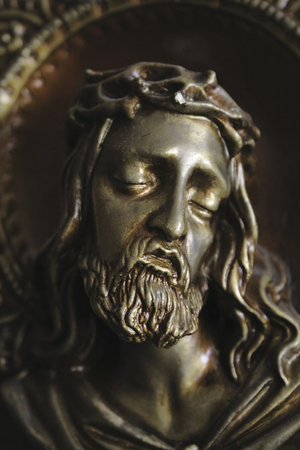 The representation of Christ in torment made of gypsumの写真素材