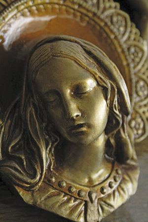 The representation of Mary made of gypsumの写真素材