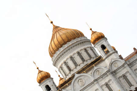 The white orthodox church in Moscow, Russiaの写真素材