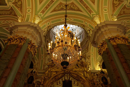 The interior of gilded orthodox church, Russiaの写真素材