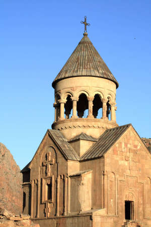 The sunny ancient armenian church in summer