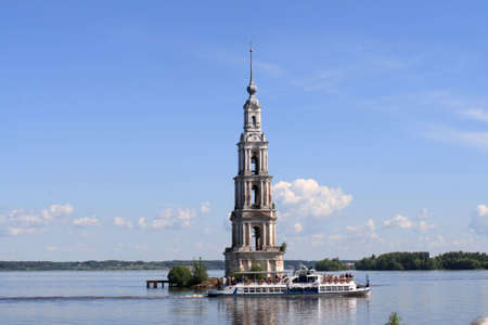 The chapel on a island, river Volgaの写真素材