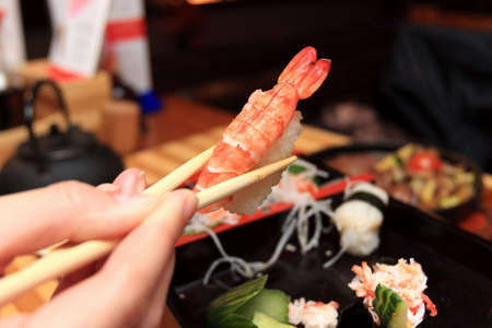 Sushi has a base of specially prepared riceの写真素材