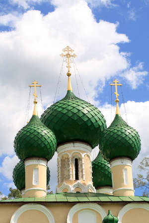 The green domes of russian orthodox churchの写真素材