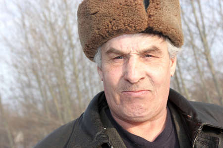 Portrait of a mature man in winter, Siberia