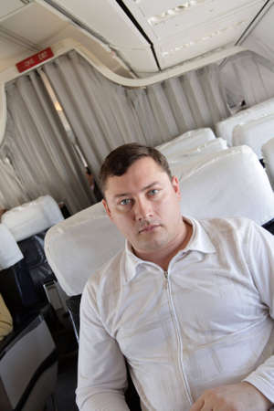 Passenger on the flight waiting a takeoff
