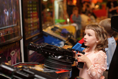 The shooting child in a play areaの写真素材