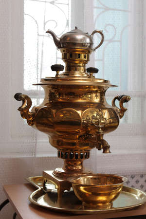 The old copper samovar in a museumの写真素材