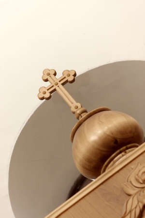 The wooden cross in a orthodox church, Russiaの写真素材