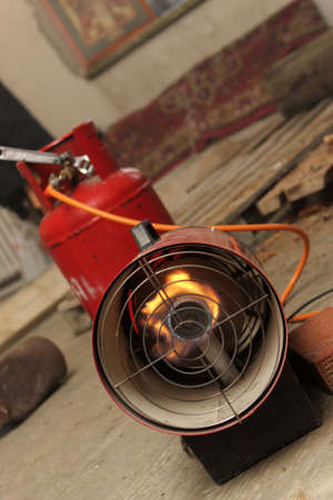 A gas heater in a rural orthodox church, Russiaの写真素材