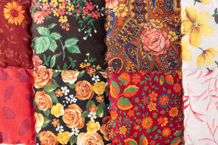 The knit mittens and the mufflers for saleの写真素材