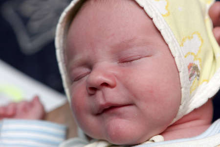 The baby has good dreams at the home