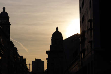 The buildings in Barcelona in the eveningの写真素材
