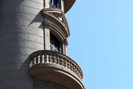 The semicircular balcony of the old buildingの写真素材