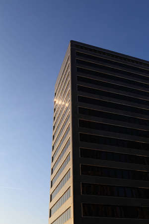 This is skyscraper in Pittsburgh in the evening