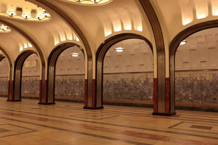 The emty subway station in the evening, Moscow, Russiaの写真素材