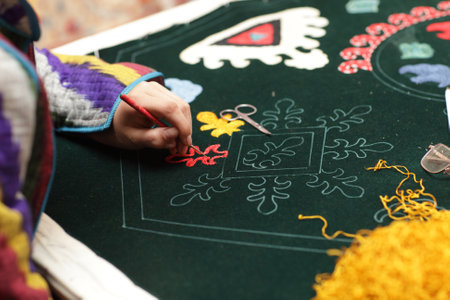 It is making of carpet in Uzbekistan, Samarkand