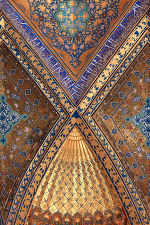 It is decorated wall of Aksaray mausoleum, Samarkand, Uzbekistanのeditorial素材