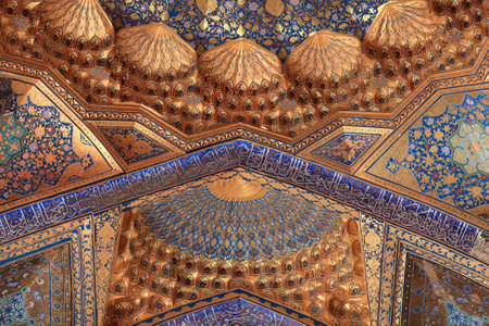 It is fragment of dome Aksaray mausoleum, Samarkand, Uzbekistanのeditorial素材