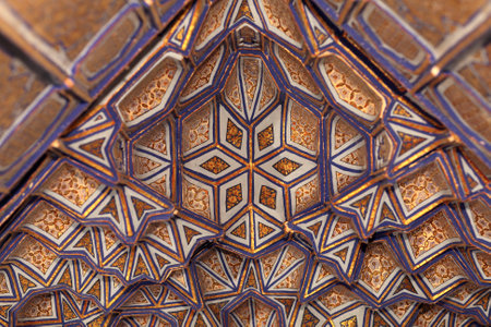 Ornament of Guri Amir. It is a mausoleum of the Asian conqueror Tamerlane in Samarkand, Uzbekistanのeditorial素材
