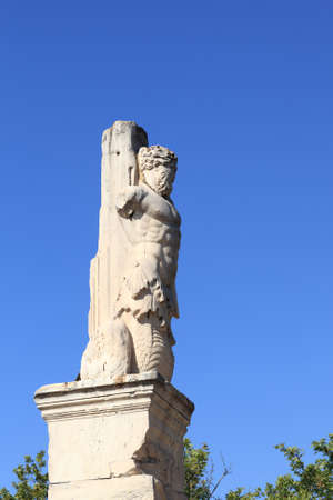 Triton on the sky background, Odeion of Agrippa, Athens, Greeceの写真素材