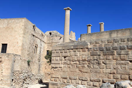 Interior of Lindos Acropolis, Rhodes island, Greeceの写真素材