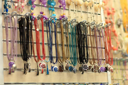 The beads as souvenir are at a marketの写真素材