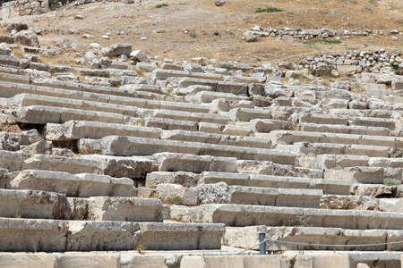 Seats in the Theater of Dionysus near Acropolis, Athens, Greeceの写真素材