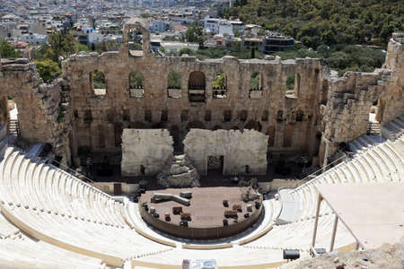 Odeon of Herodes Atticus is located on the south slope of the Acropolis of Athens, Greeceの写真素材