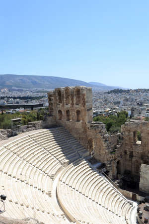 Stone theatre Odeon of Herodes Atticus is located on the south slope of the Acropolis of Athens,...