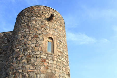 Fragment of Khor Virap monastery on the sky background, Armenia