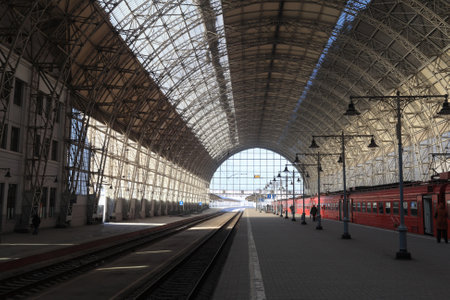 View of train station in Moscow, Russiaのeditorial素材