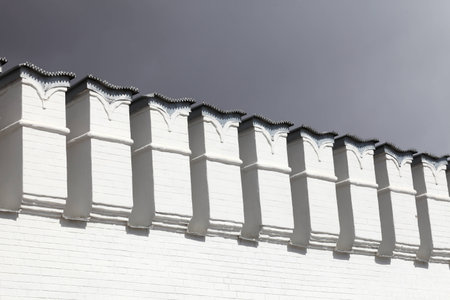 White fence of monastery in Tyumen, Russia